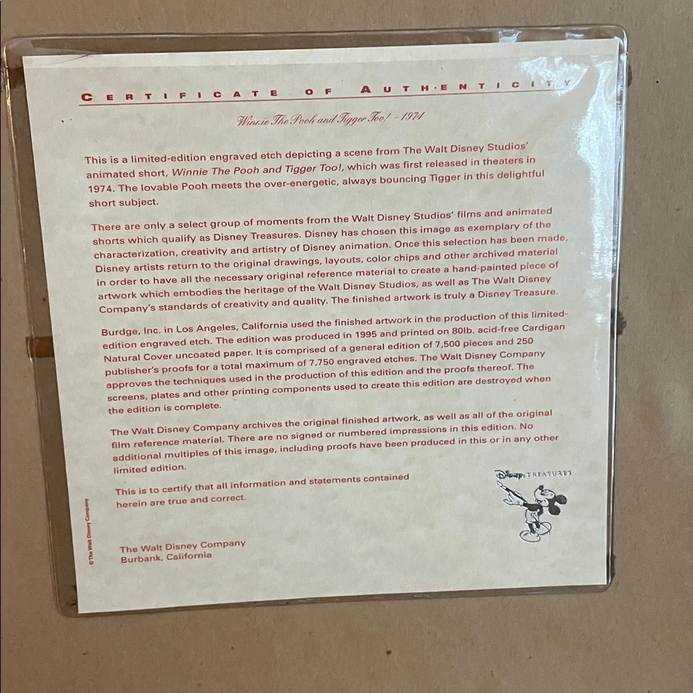 Vintage Disney Treasures Engraved Etch From Winnie and Pooh and Tigger Too!